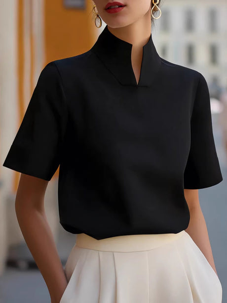 Stand Collar Short Sleeve Jacket Grace Shirts