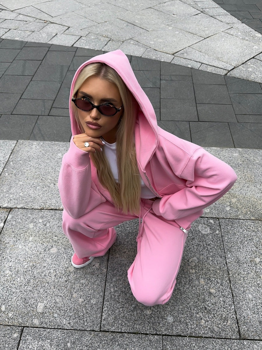 Liber Autumn women's clothing with pockets solid color Sweatshirts&Hoodies Long sleeve cardigan two piece set