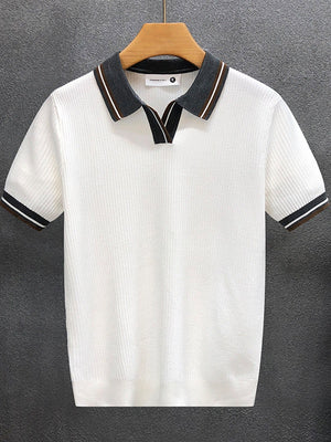 Color Matching Old Money Style Slim-fit Polo Shirts