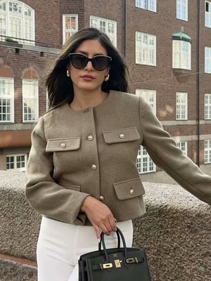 Chanel-inspired Stylish Short Dress With Button Embellishments Blazers