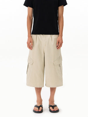 Washed Distressed Work Clothes 7 Points Shorts