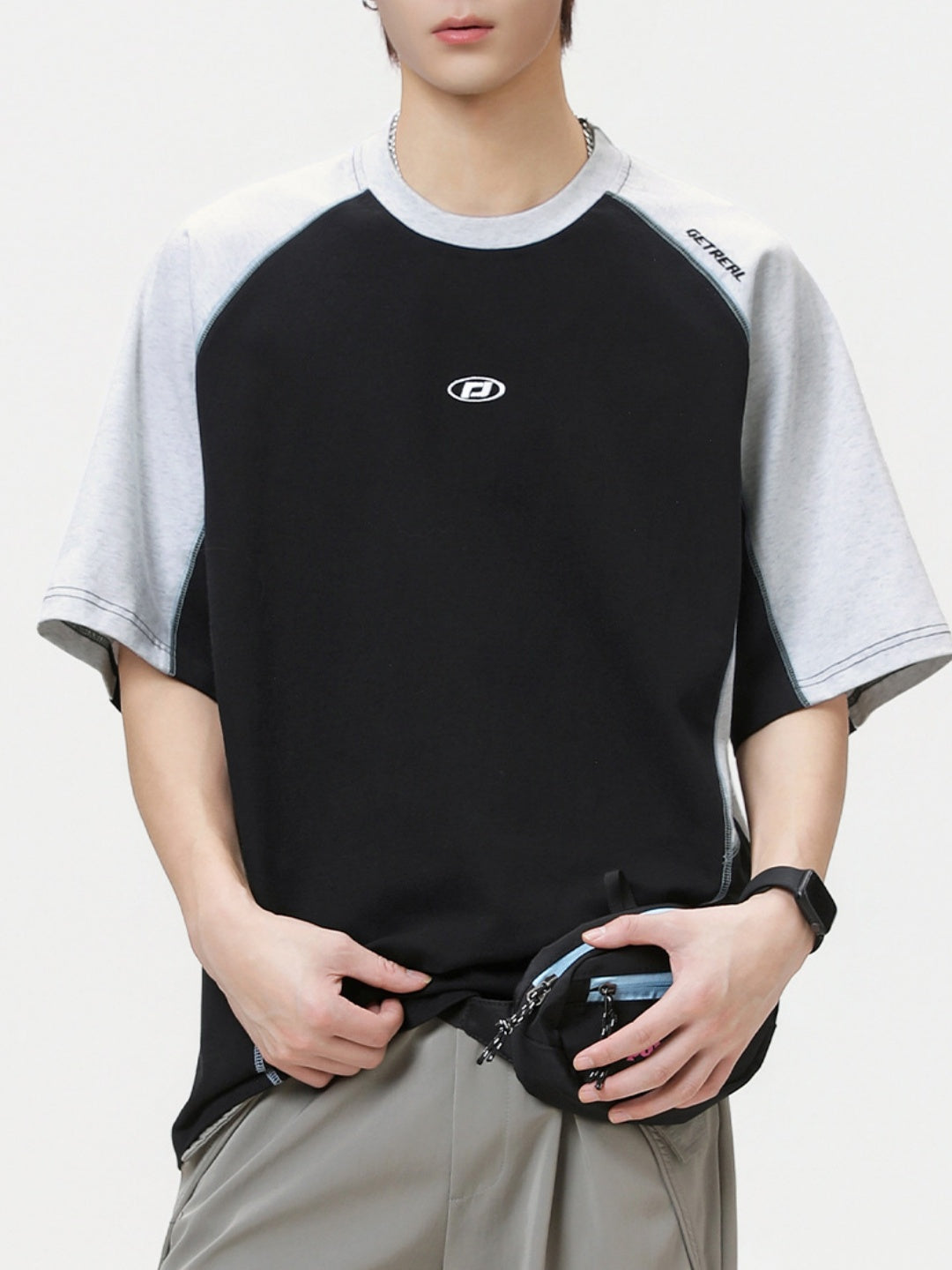 【EXPÉDITION NORMALE】T-shirts brodés patchwork color-block