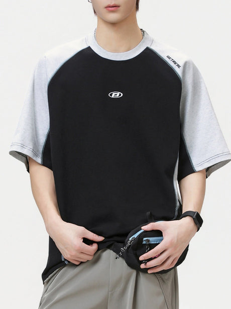 Color-blocked Patchwork Embroidery T-shirts