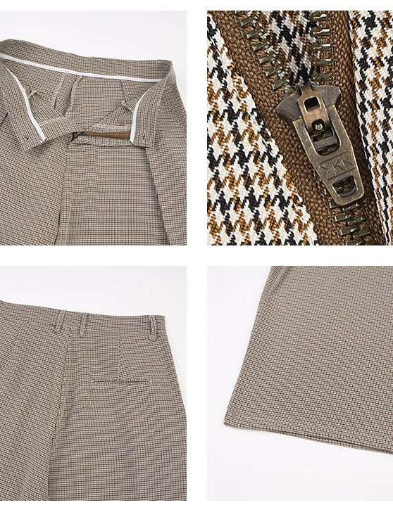 Plissierte, weite Hose im Hahnentrittmuster im Stil der alten Geldzeit