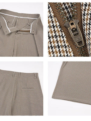 Plissierte, weite Hose im Hahnentrittmuster im Stil der alten Geldzeit