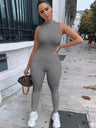 Slim-fit Round Neck Sleeveless Jumpsuit
