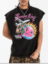 Retro Washing Water Printed Tank Tops