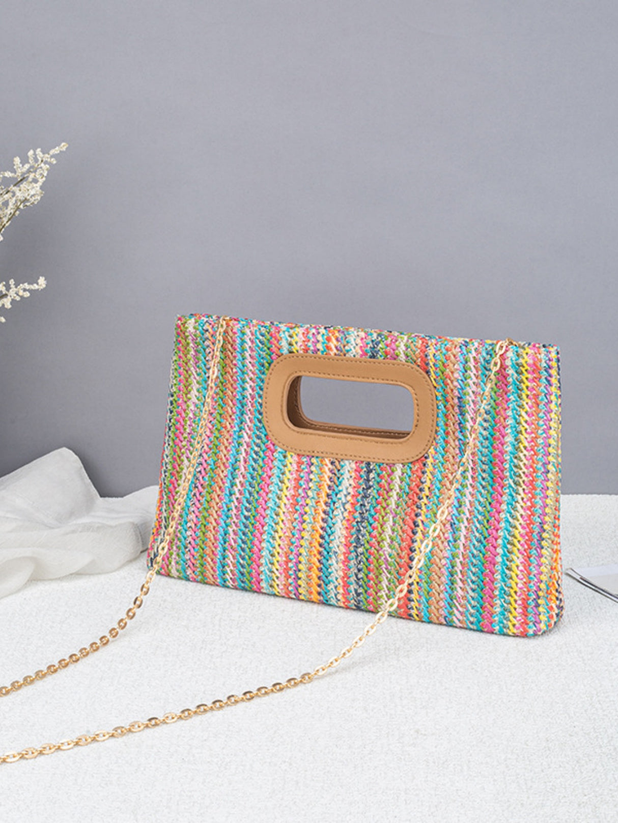 Colorful Straw Tote Bag For Vacation