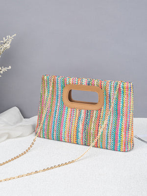 Colorful Straw Tote Bag For Vacation