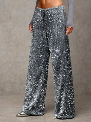 Drawstring Slimming Stretch Straight Leg Trousers