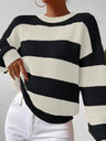 Streifen, kontrastierende Farben, überschnittene Schultern, lockere Pullover