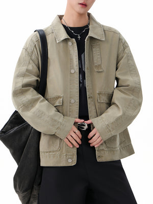 Retro Martin Beaded Canvas Washing Work Jacket