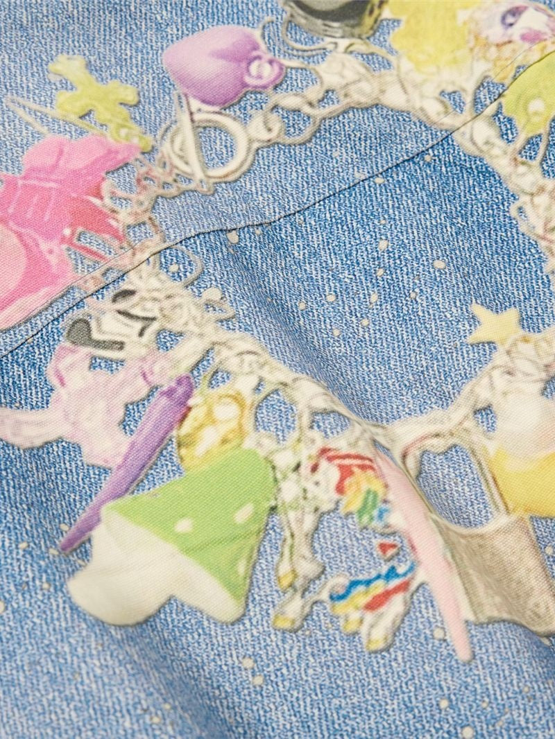 Fun And Stylish Prints Loose Washing Denim Jacket