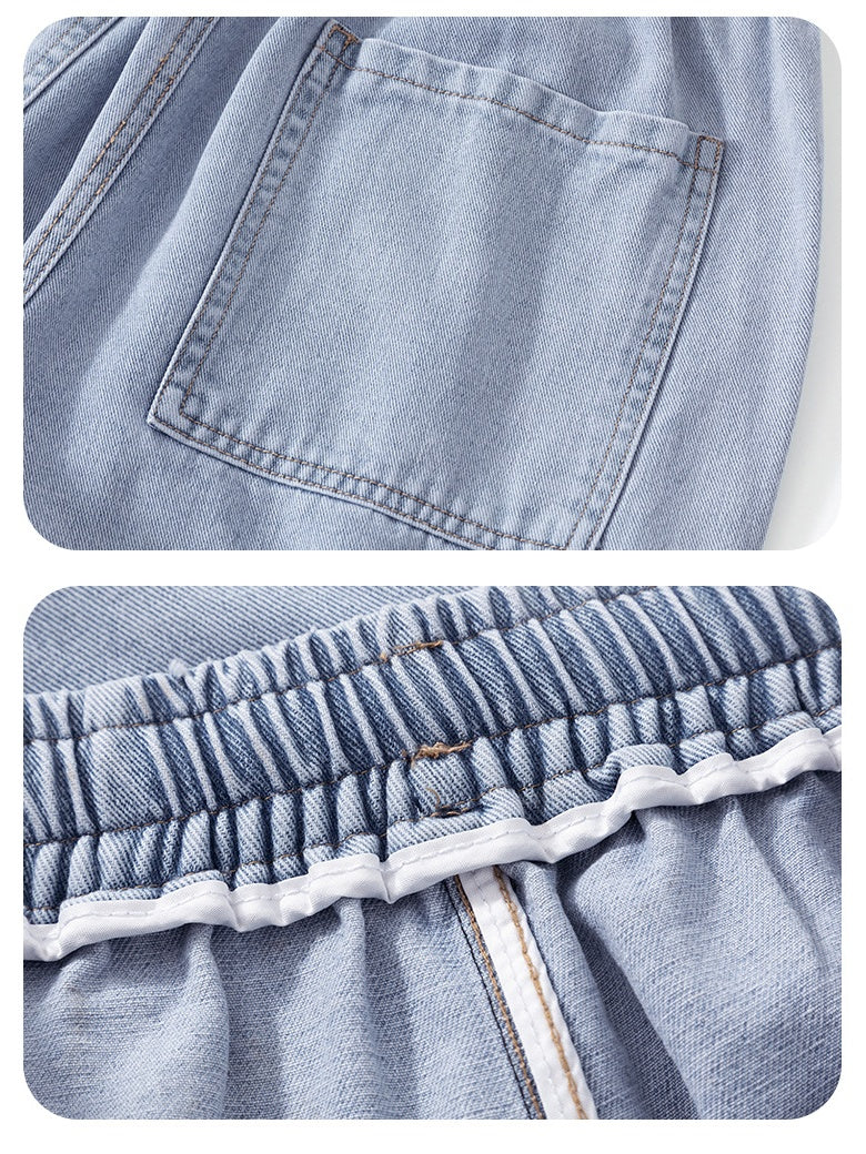 Smoky Gray Tooling Drawstring Straight Jeans