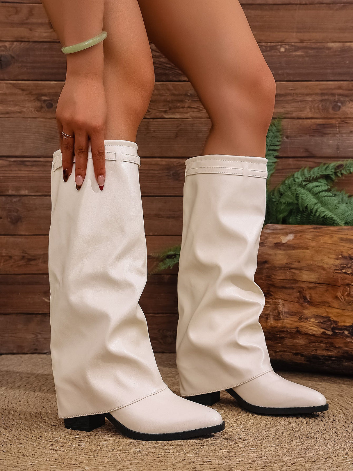 Pleated High-heeled Women's Boots