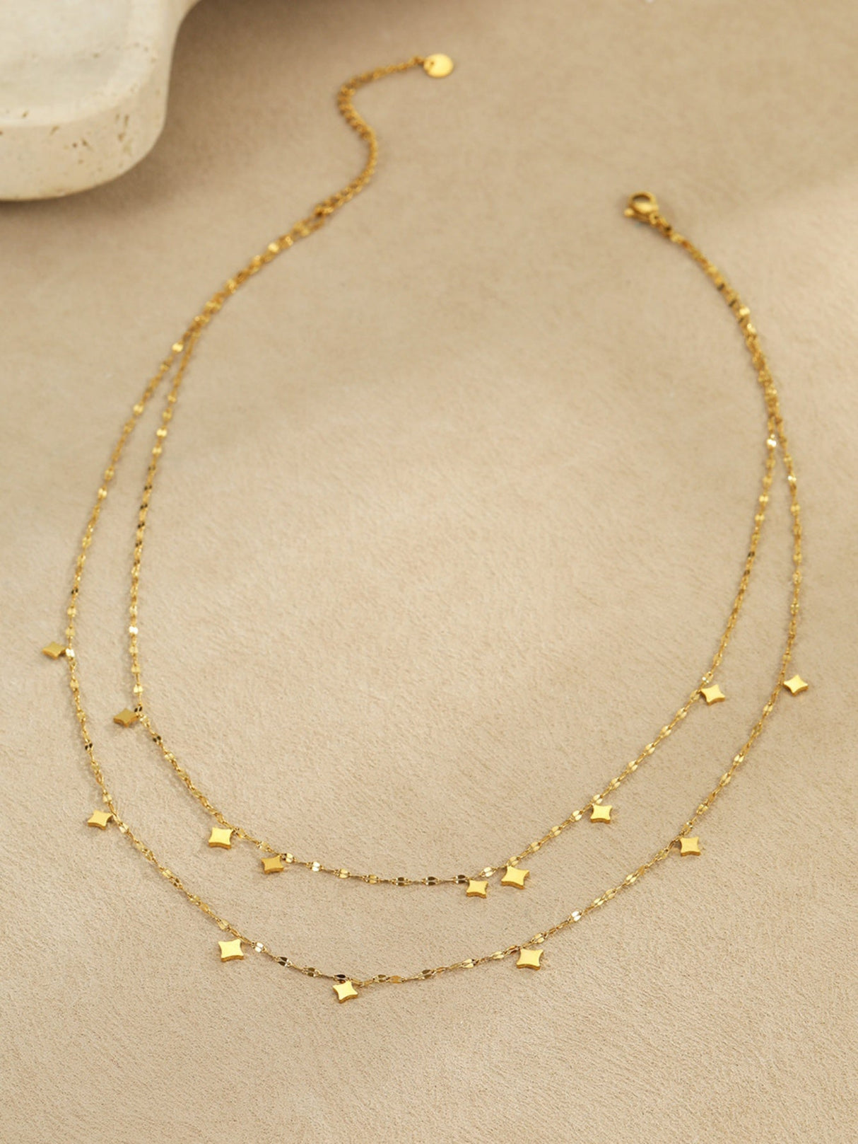 Double Geometric Pendant Chain Necklace