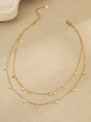 Double Geometric Pendant Chain Necklace