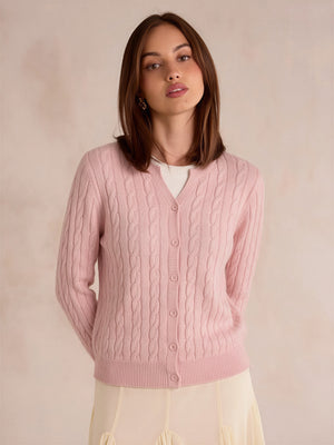 Wool Cable Knit V Fake Two-piece Pullover Sweater