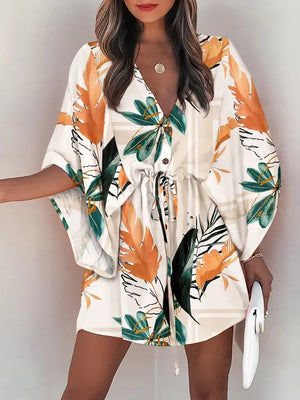 V-neck Tie For A Casual Vacation Look Mini&Short Dresses