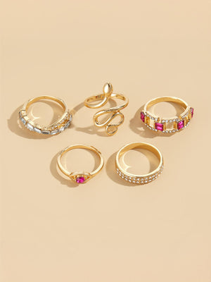 Diamond-encrusted Snake Ring Set