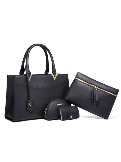 Solid Color Handbag 4-piece Set