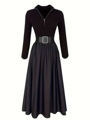 V-neck Big Swing Long Sleeve Parties Maxi Dresses
