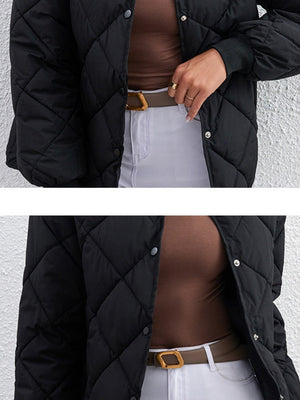 Women's Diamond Button Pocket Short Down Jacket