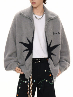 College Style Star Contrasting Colors Cardigans