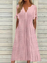 Hollow Out Off-shoulder V-neck Lace Ruffles Maxi Dresses