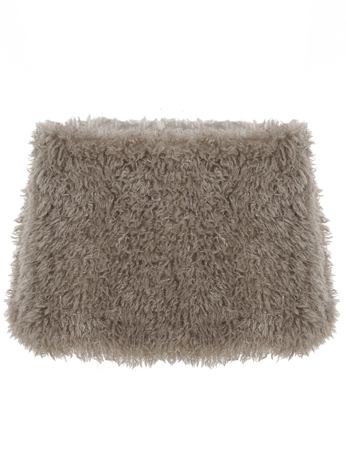 Furry Patchwork Zipper Bodycon Mini Skirt