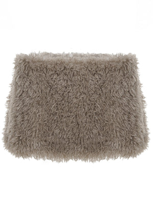 Furry Patchwork Zipper Bodycon Mini Skirt