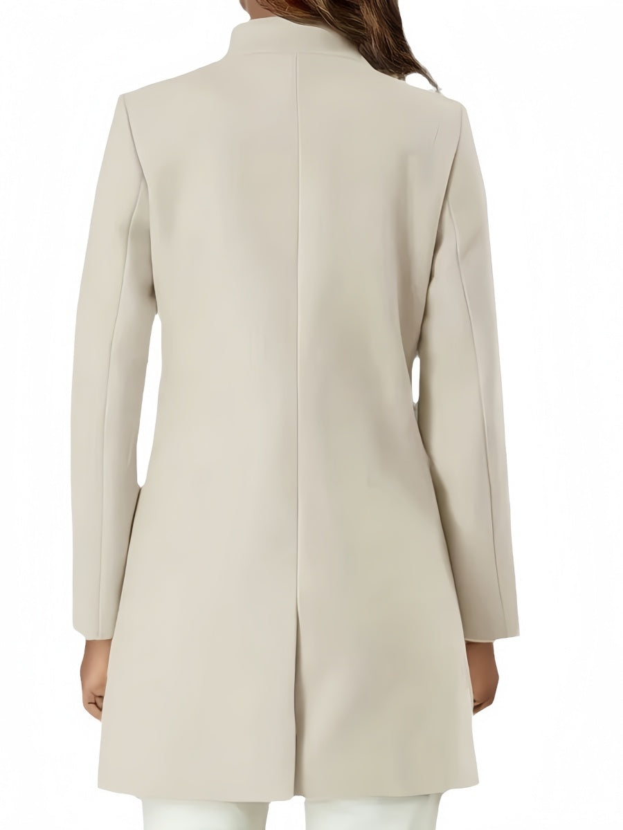 Stand Collar Woolen Cloth Slim Fit Button Coat