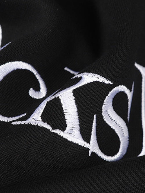 Retro Sports Embroidery Contrasting Colors Hoodies