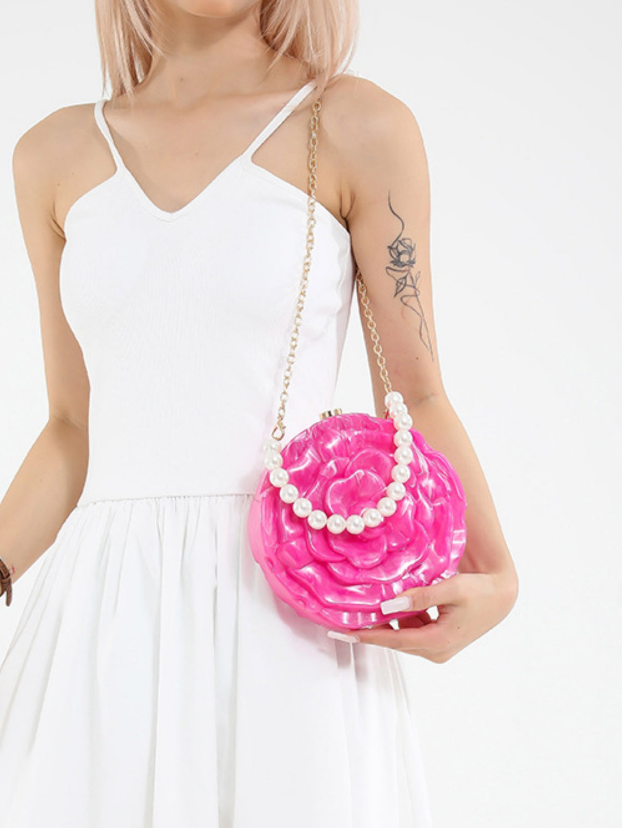 Flower-shaped Round Evening Shoulder Bag
