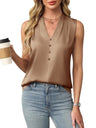 V-neck Satin Buckle Grace Commuting Tank Tops