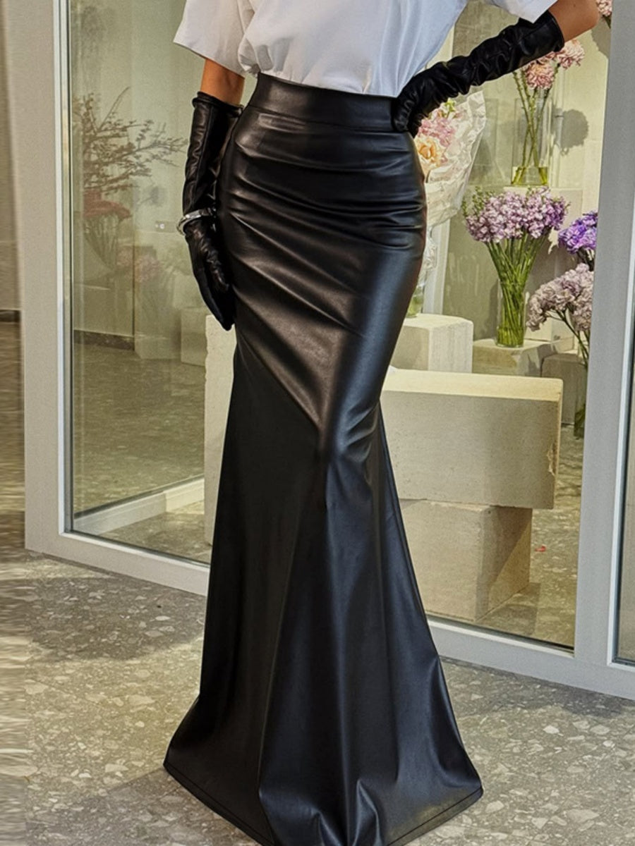 Black Bodycon Skirt Retro High Waist Fishtail Slit Skirts