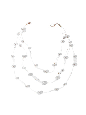 Multi-layered Pearl Pendant Necklace
