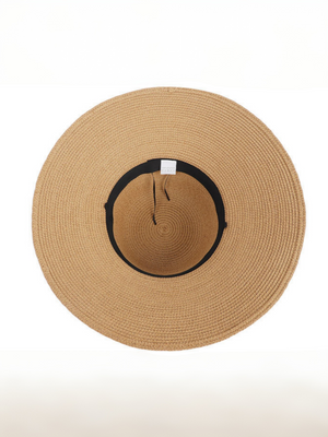 Dome-shaped Wide-brimmed Pearl-woven Band Sunshade And Sun Protection Beach Hat