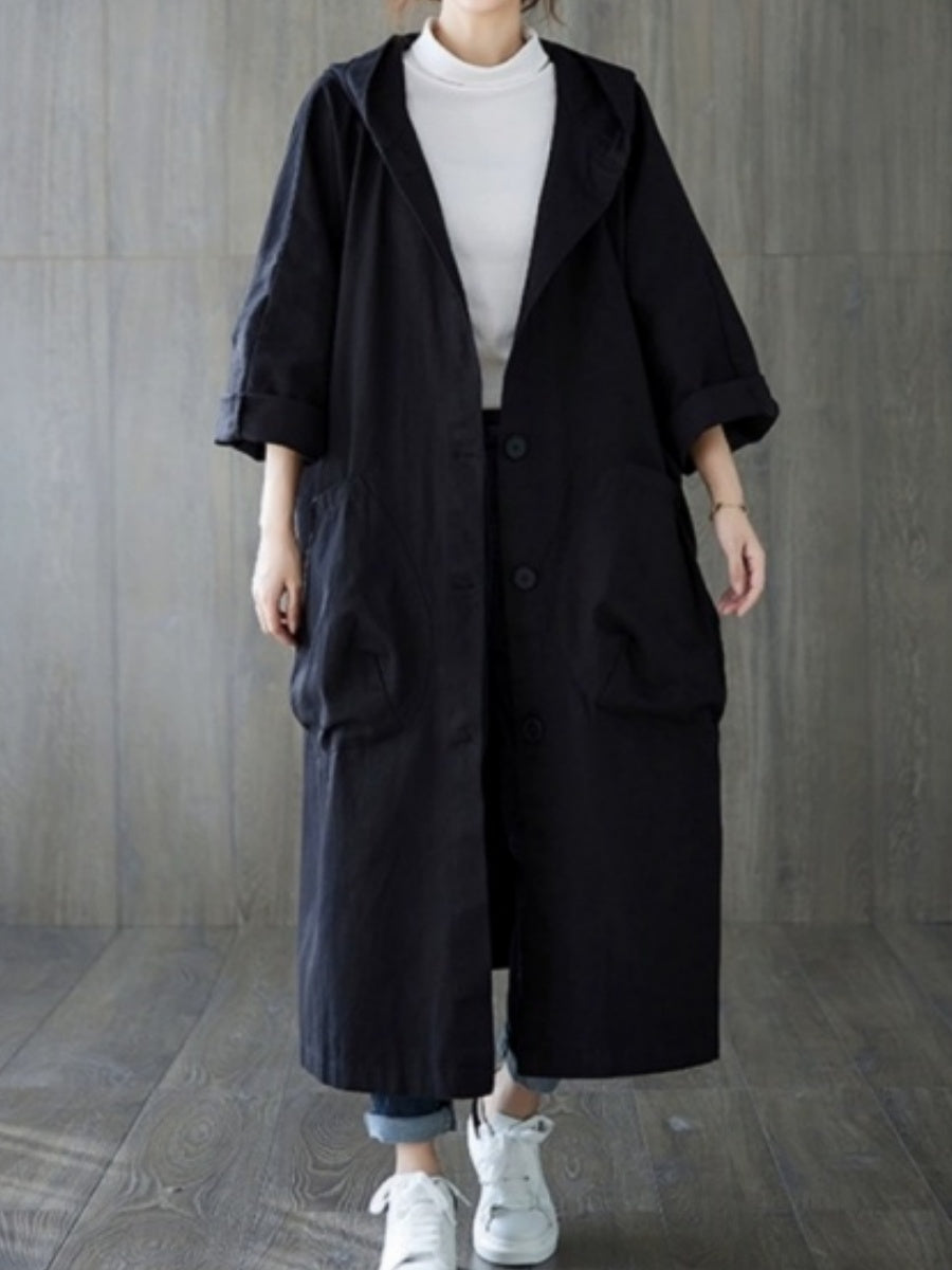 Oversized Hooded Trench Coat