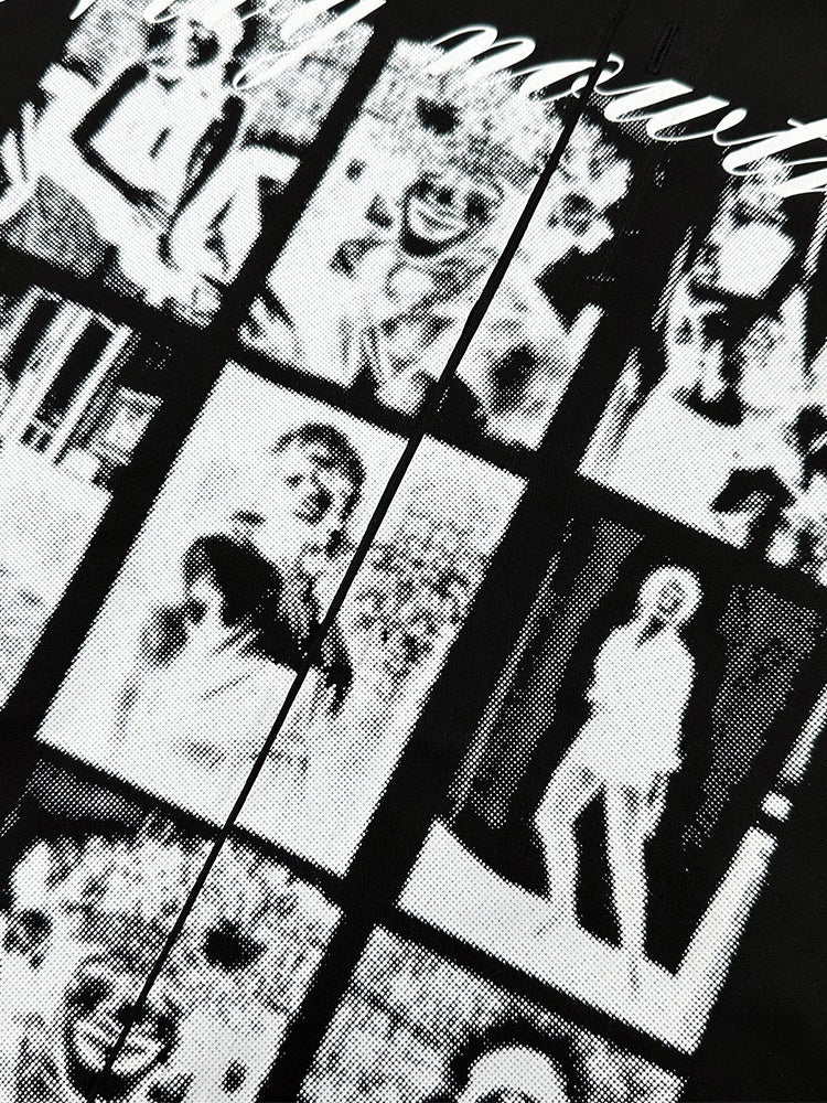 Retro Abstract Character Print Loose Lapel Long-sleeved Shirt