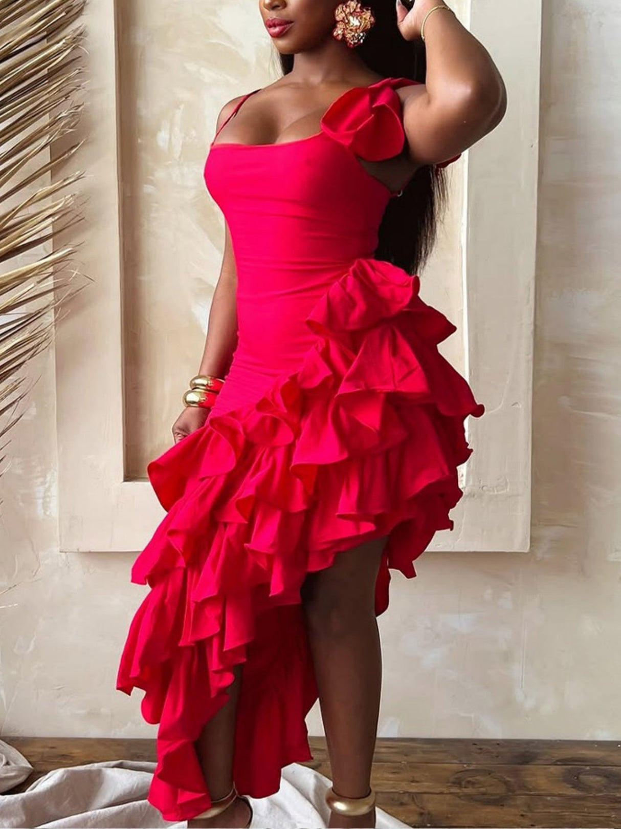 Rüschen-Camisoles zum Valentinstag, plissierte Midikleider