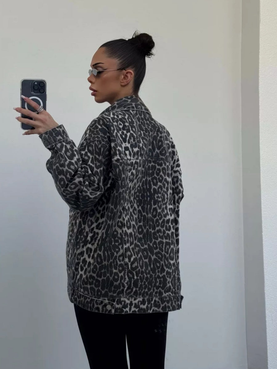 Liber Autumn women's leopard print long-sleeved chiffon shirt