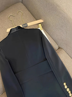 Double-breasted Green Fruit Collar Belt Profession Temperament Blazers