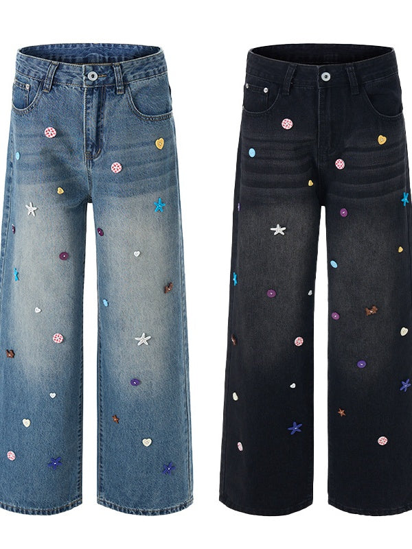 Liber Autumn Neutral wear Button decoration Jeans