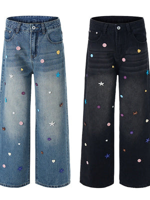 Liber Autumn Neutral wear Button decoration Jeans