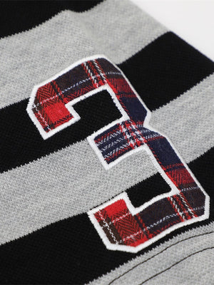 Color-blocked Stripes Ins Letter Embroidery POLO