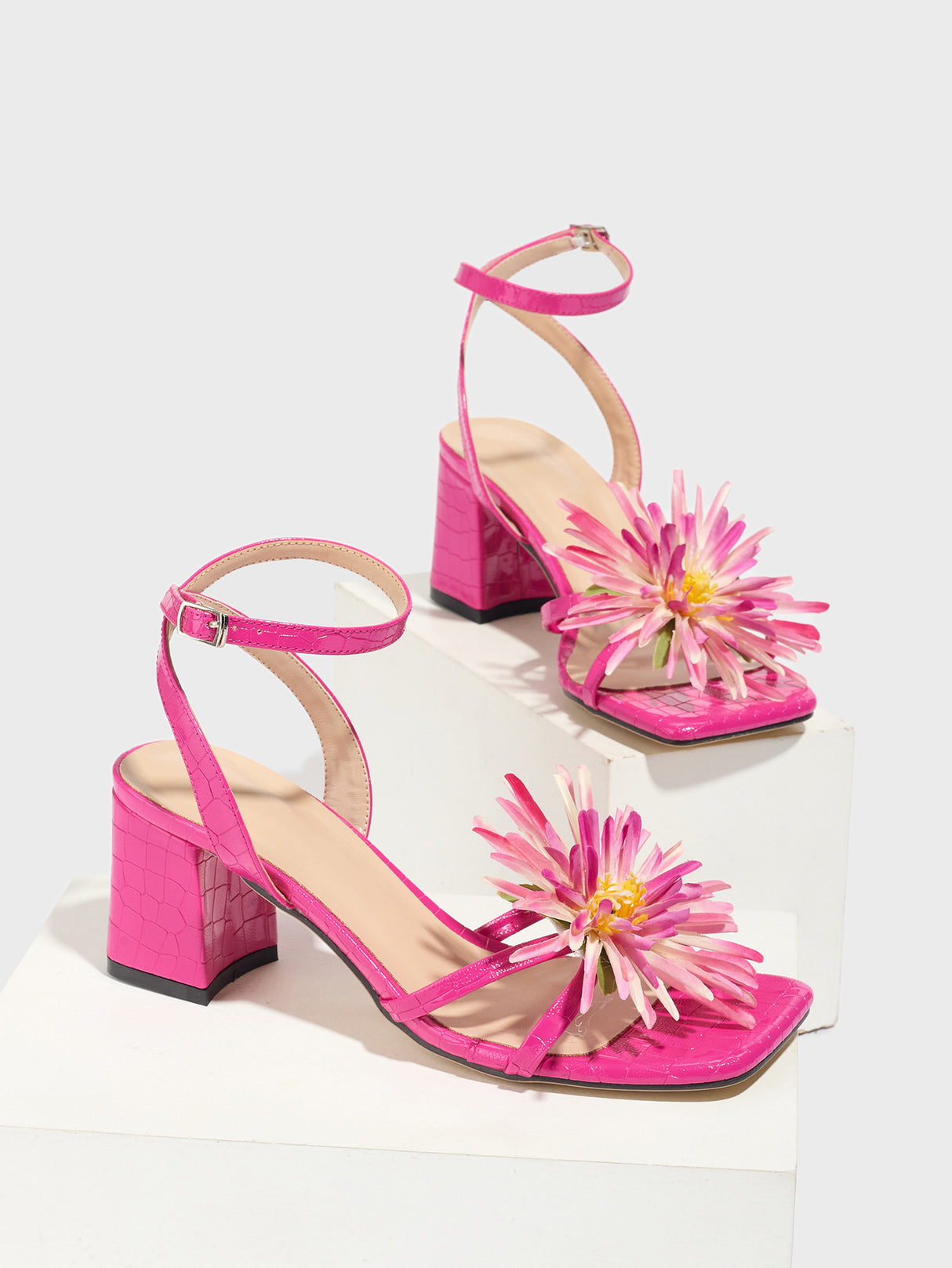 Colorful 3D Flower High-heeled Sandals