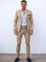 Flax Solid Color Suit Set 2-piece Sets