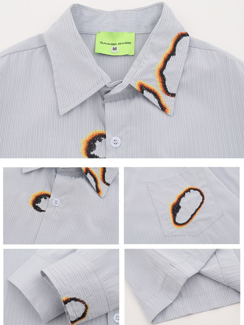 Liber Summer Men's Pocket decoration Stripes Shirts