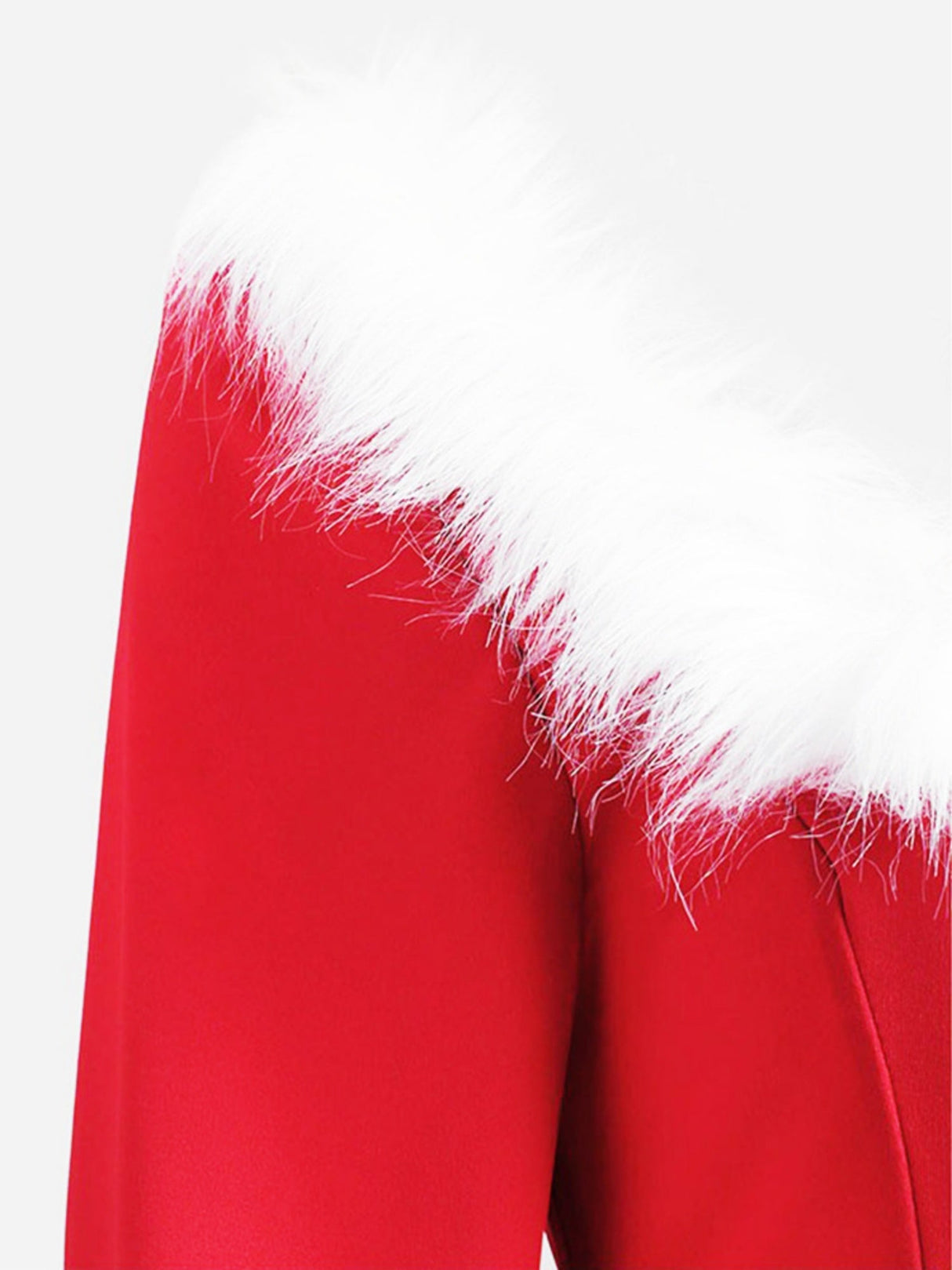 Christmas Plush Splicing Buttons Solid Color Midi Dresses